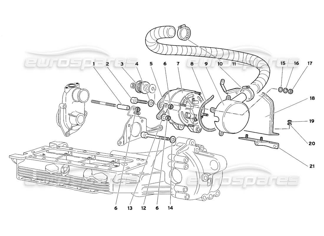 lamborghini diablo sv (1999) schema delle parti dell'alternatore