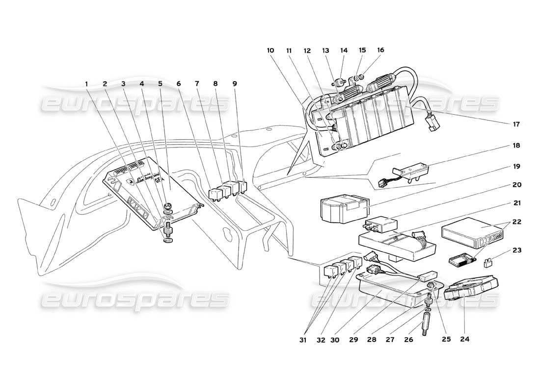 lamborghini diablo sv (1999) schema delle parti dell'impianto elettrico