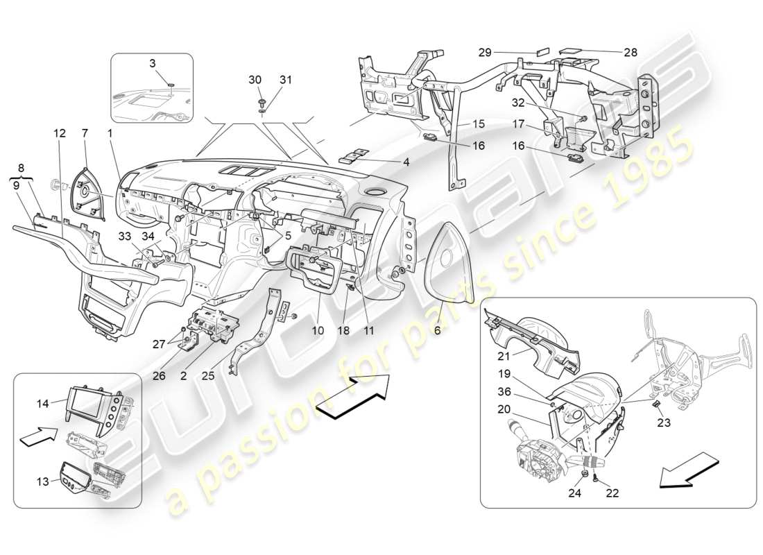 maserati granturismo (2013) unità cruscotto diagramma delle parti