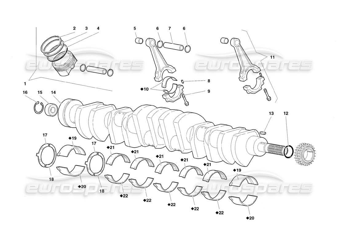 lamborghini diablo sv (1998) diagramma delle parti delle manovelle