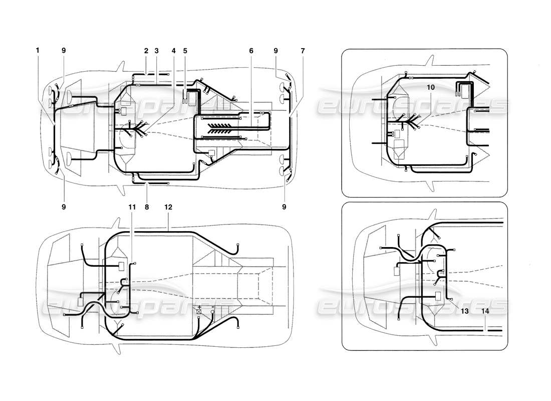 lamborghini diablo sv (1998) sistema elettrico diagramma delle parti