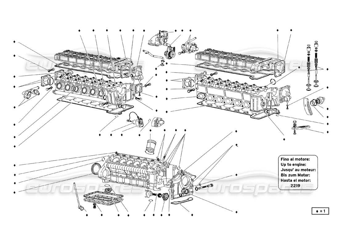 lamborghini diablo sv (1999) kit guarnizioni motore diagramma delle parti