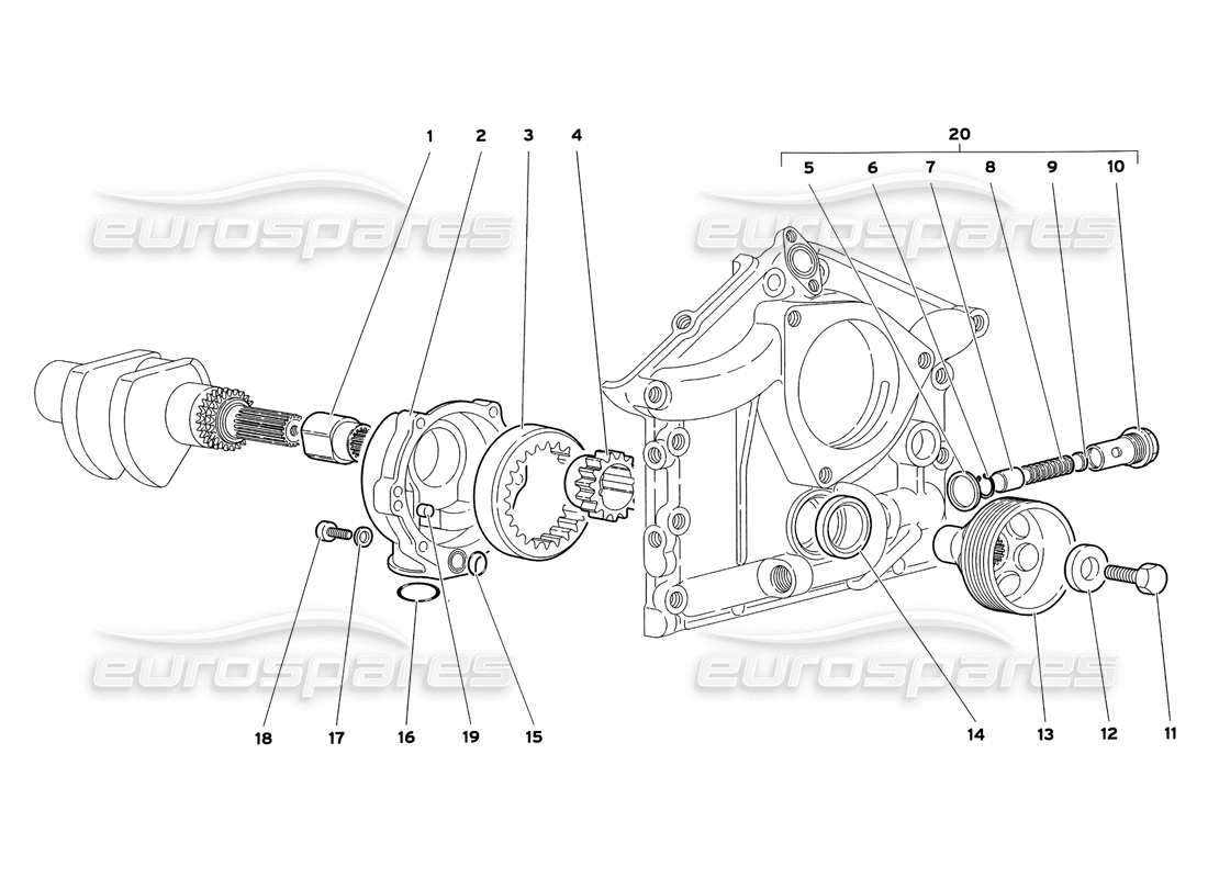 lamborghini diablo sv (1999) diagramma delle parti della pompa dell'olio motore