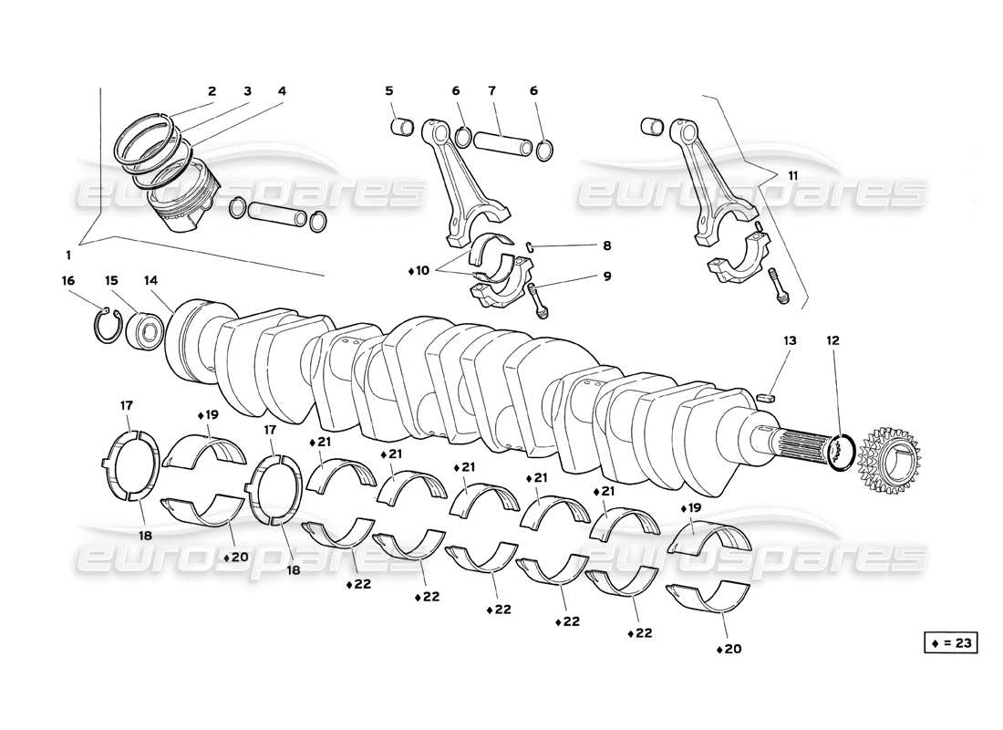 lamborghini diablo sv (1999) diagramma delle parti delle manovelle