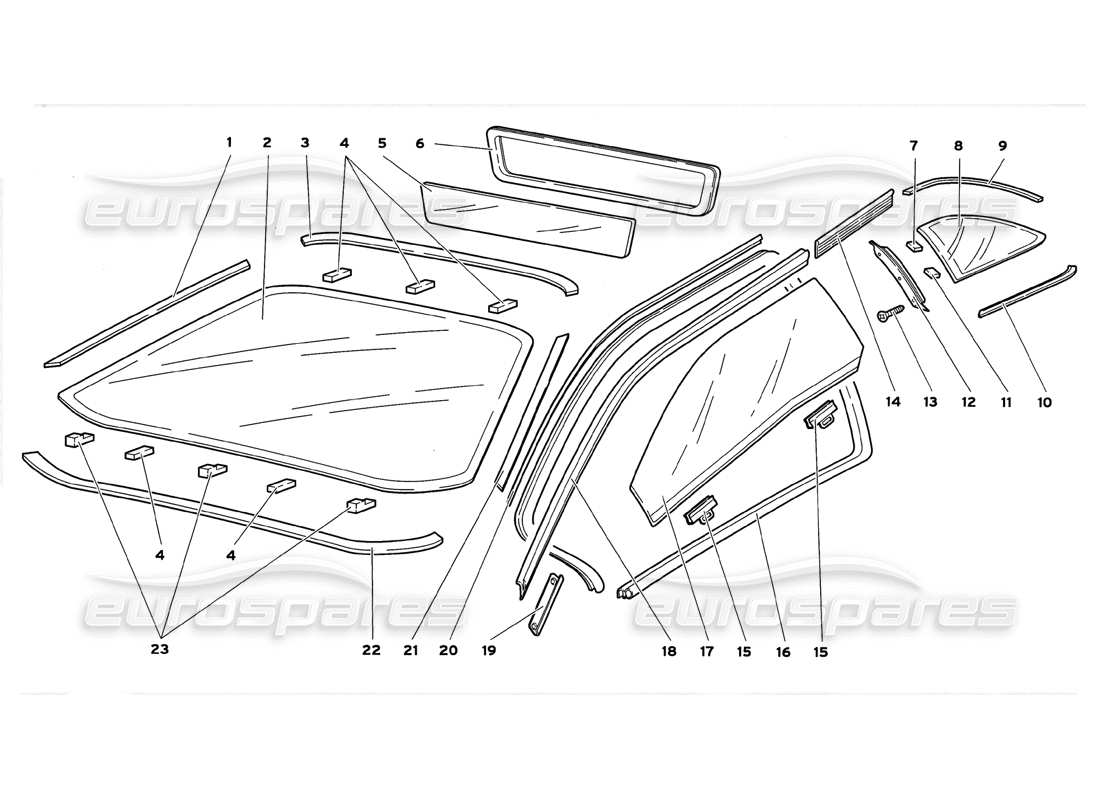 lamborghini diablo gt (1999) bicchiere diagramma delle parti