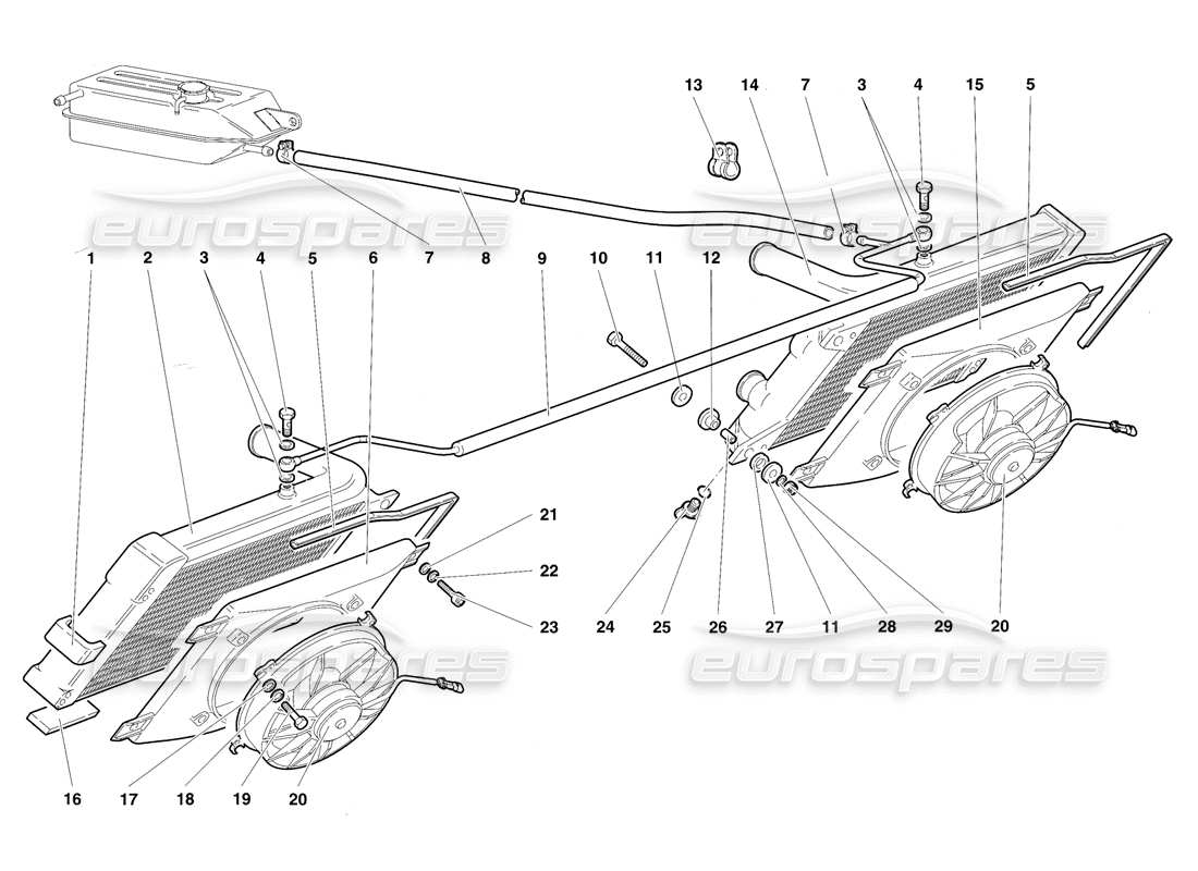 lamborghini diablo sv (1997) radiatori ed elettroventilatori diagramma delle parti