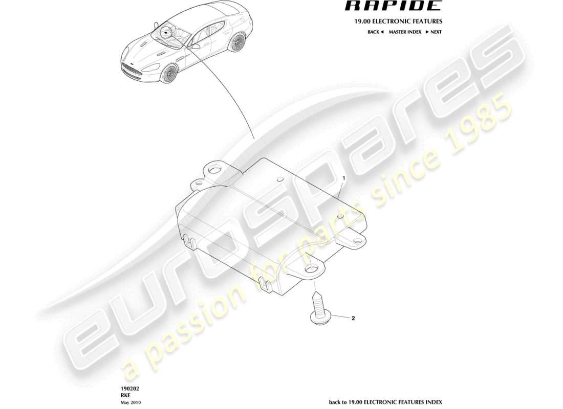 aston martin rapide (2012) schema delle parti rke