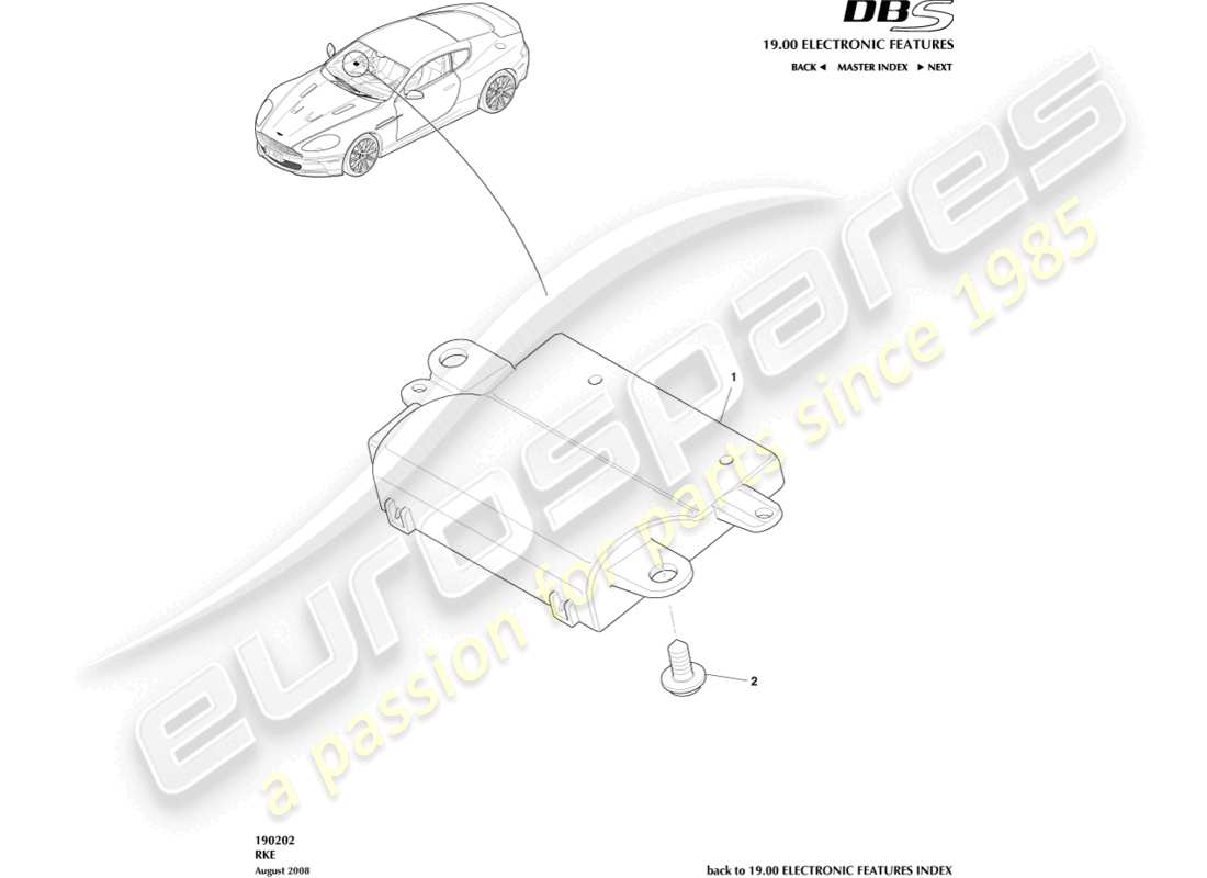 aston martin dbs (2007) rke diagramma delle parti