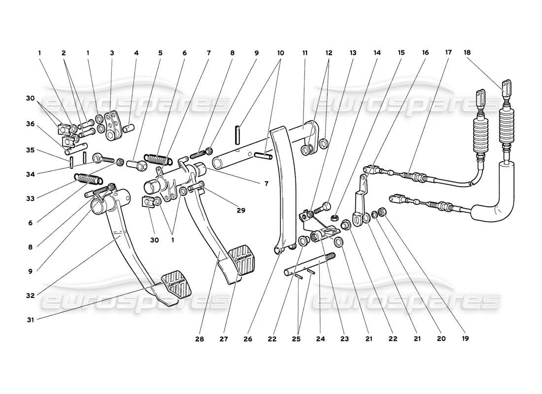 lamborghini diablo 6.0 (2001) pedali diagramma delle parti