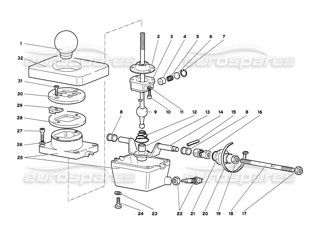 lamborghini diablo 6.0 (2001) diagramma delle parti della torre di controllo del cambio