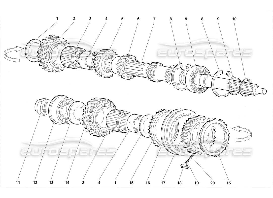 lamborghini diablo roadster (1998) diagramma della parte dell'albero principale