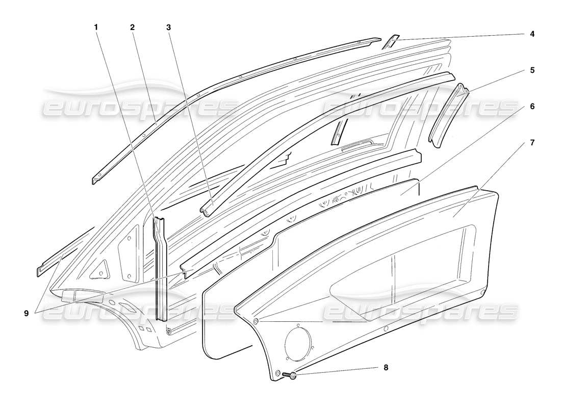 lamborghini diablo sv (1998) diagramma delle parti porte