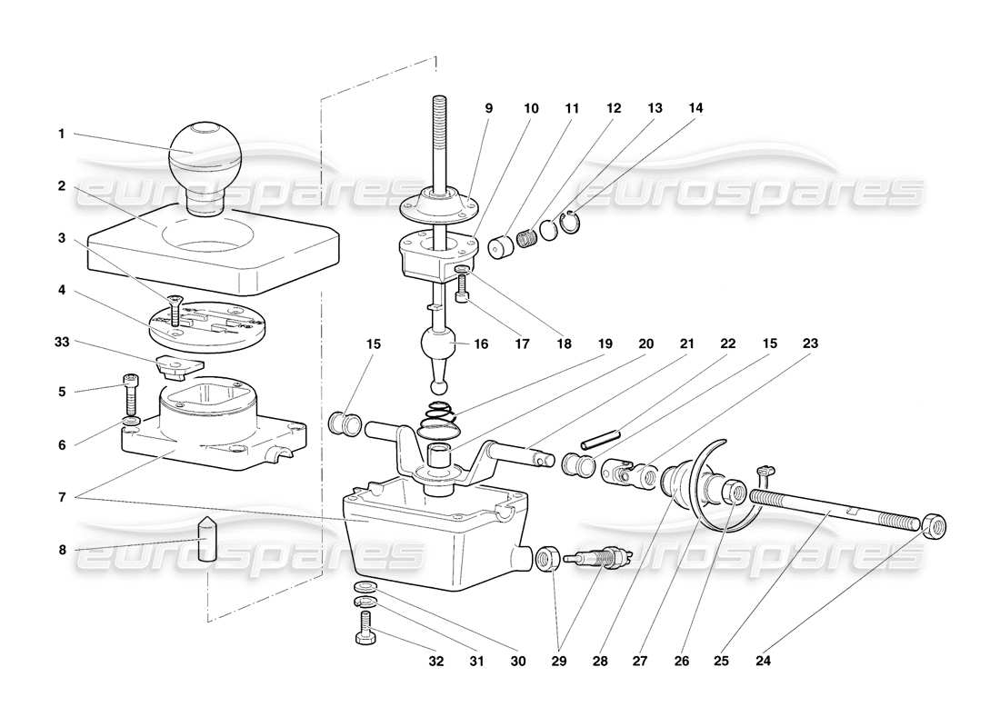 lamborghini diablo sv (1998) diagramma delle parti della torre di controllo del cambio