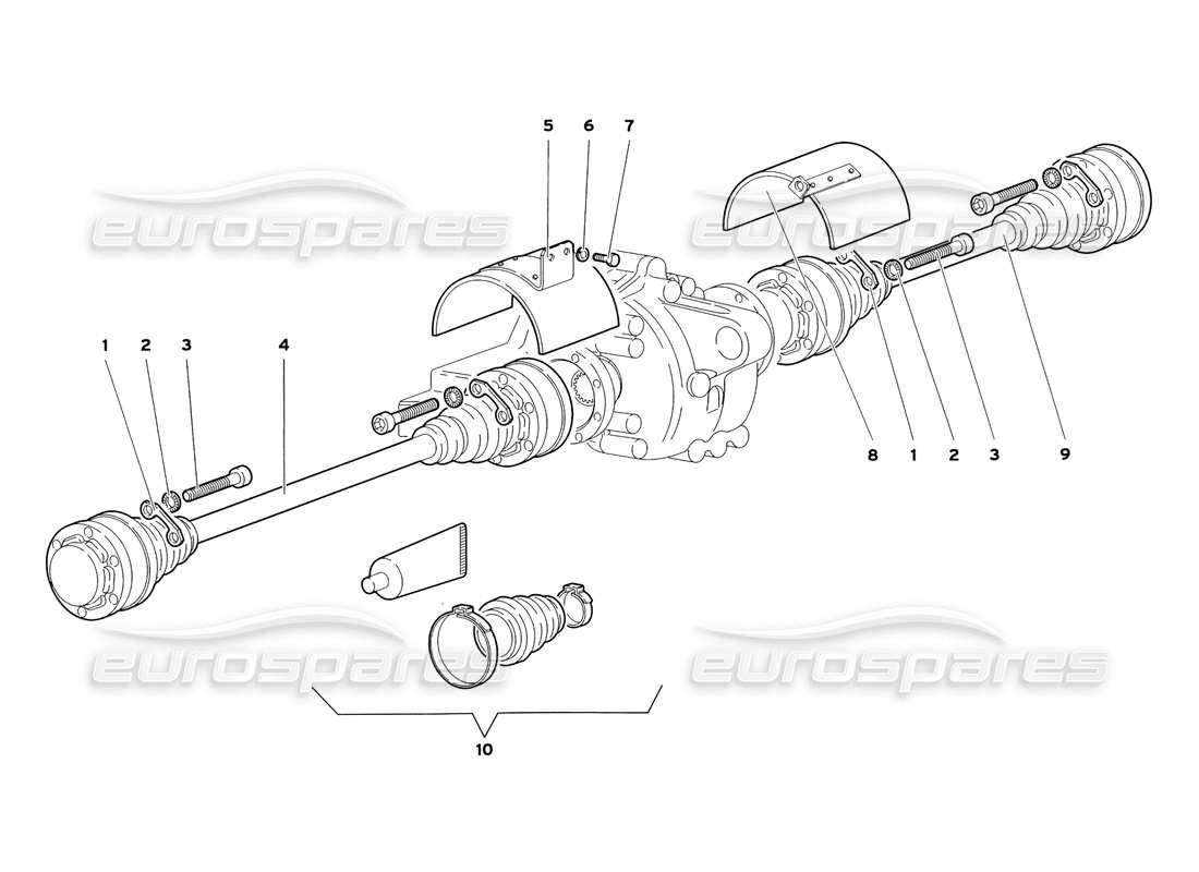 lamborghini diablo sv (1999) schema delle parti degli alberi di trasmissione e dell'albero dell'elica