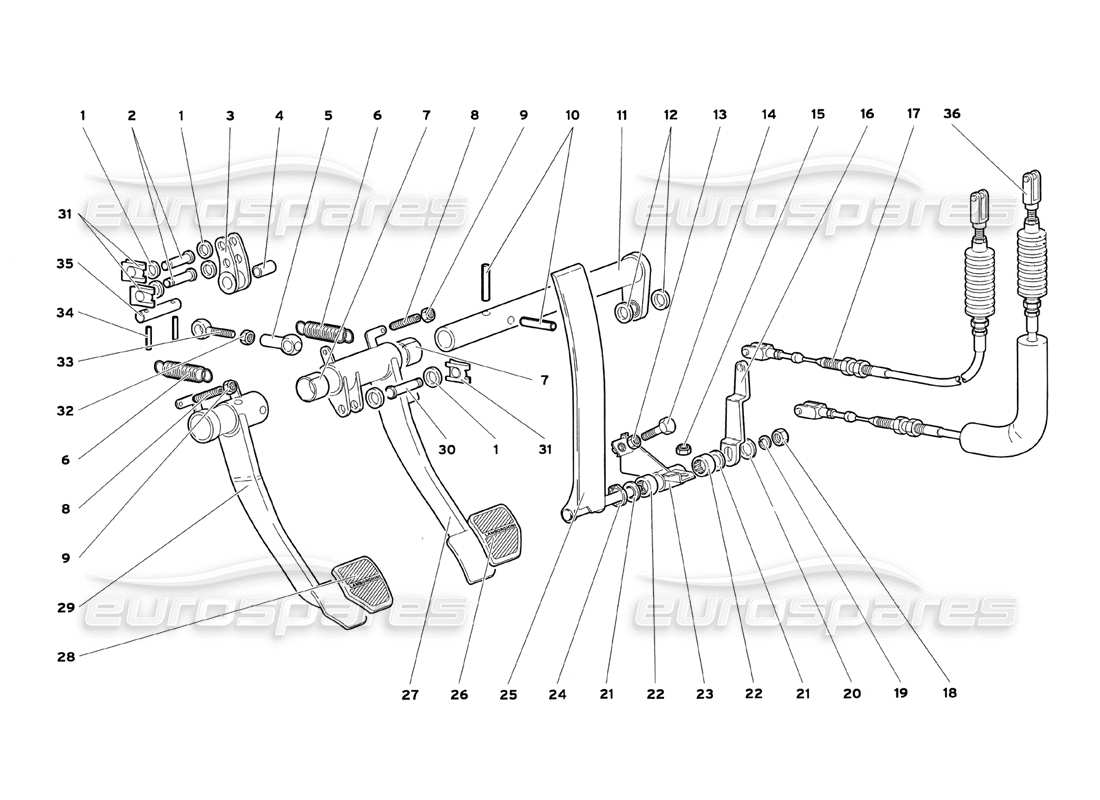 lamborghini diablo sv (1999) pedali schema delle parti