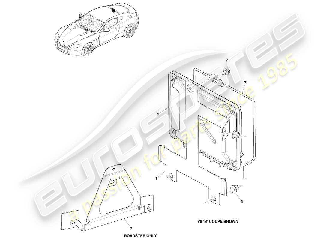 aston martin v8 vantage (2007) schema delle parti della centralina elettronica della trasmissione