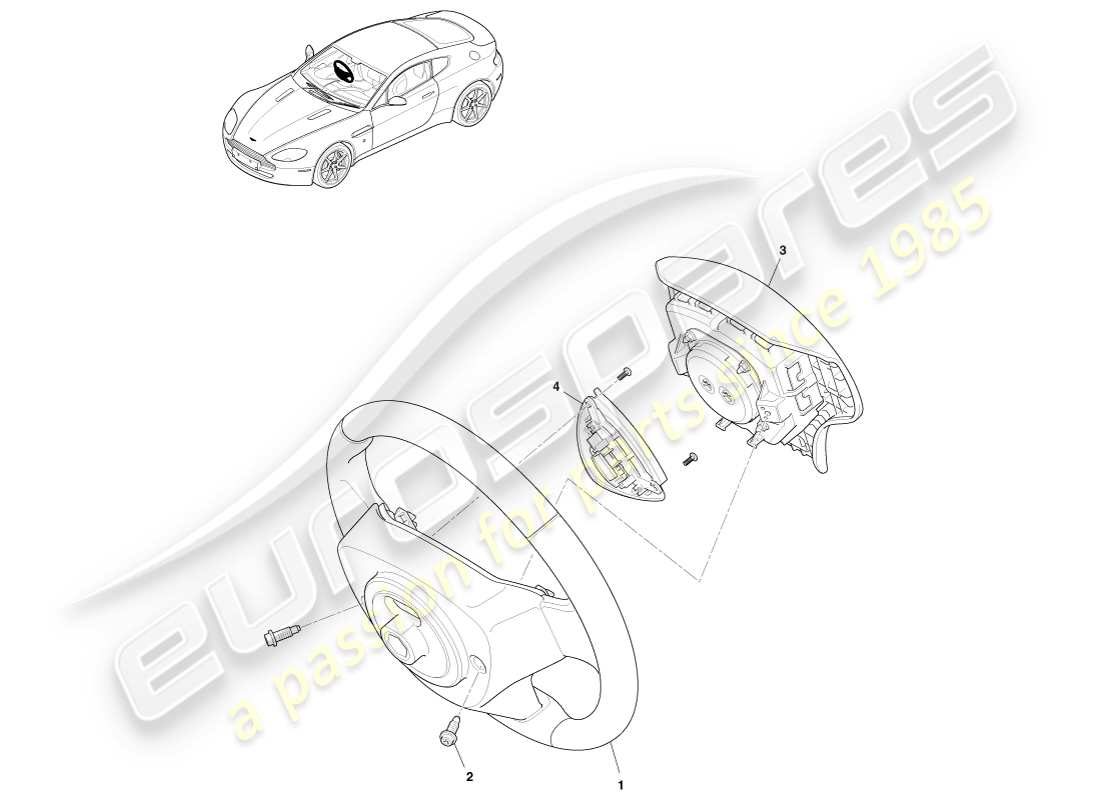 aston martin v8 vantage (2007) schema delle parti del gruppo volante