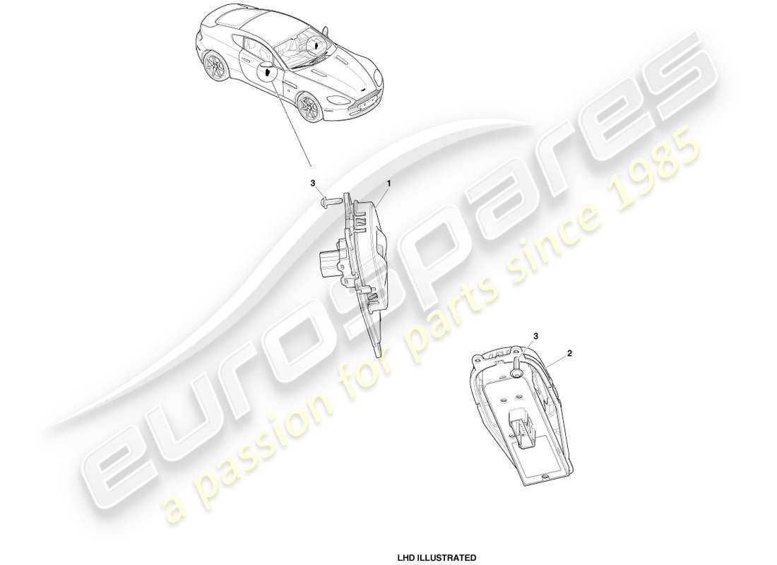 aston martin v8 vantage (2007) diagramma delle parti del controller di blocco finestra/specchio
