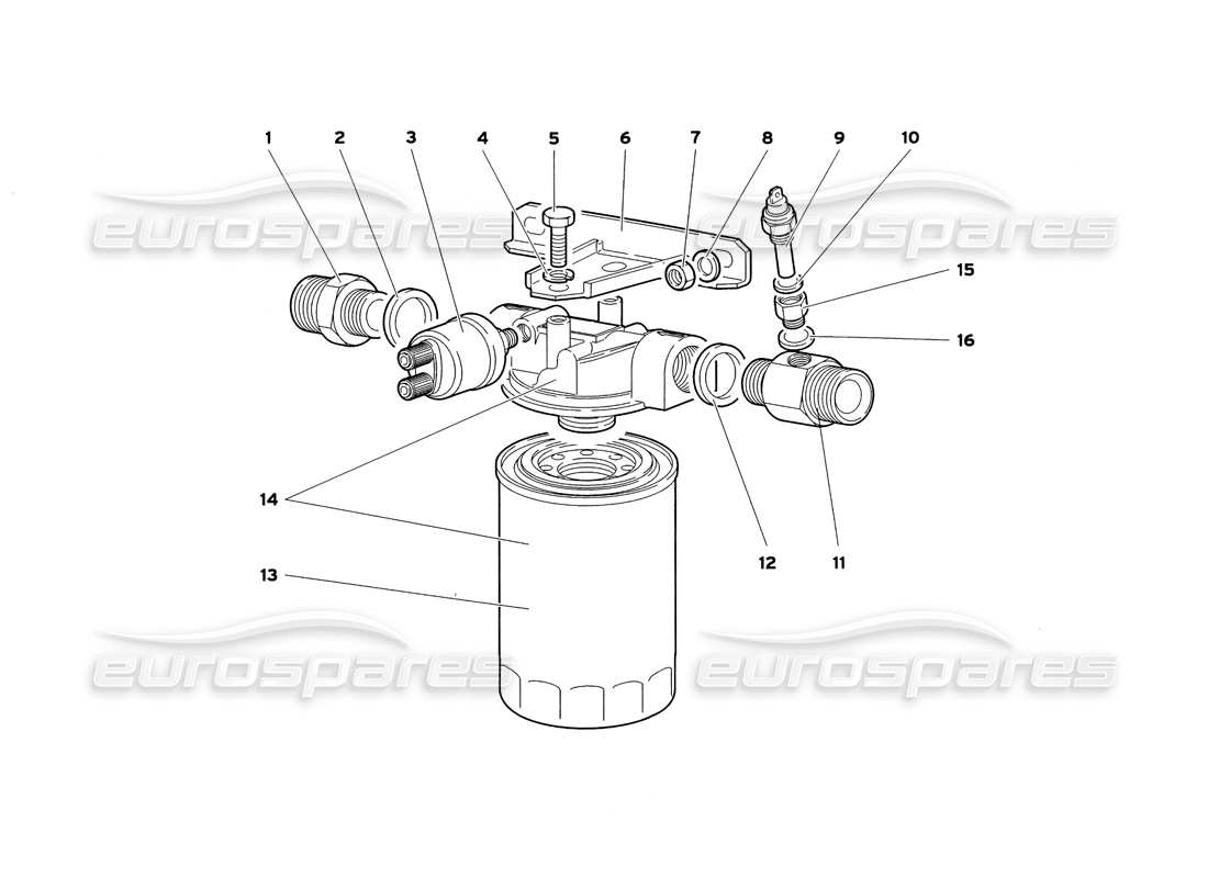 lamborghini diablo sv (1999) diagramma delle parti del filtro dell'olio motore