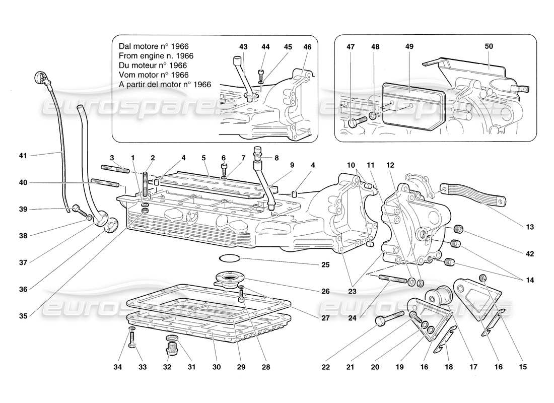 lamborghini diablo sv (1998) coppa dell'olio diagramma delle parti