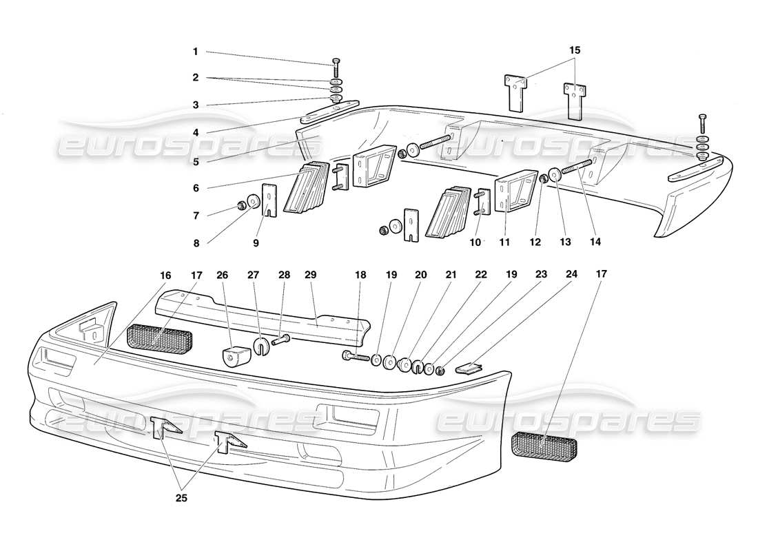 lamborghini diablo sv (1998) paraurti diagramma delle parti