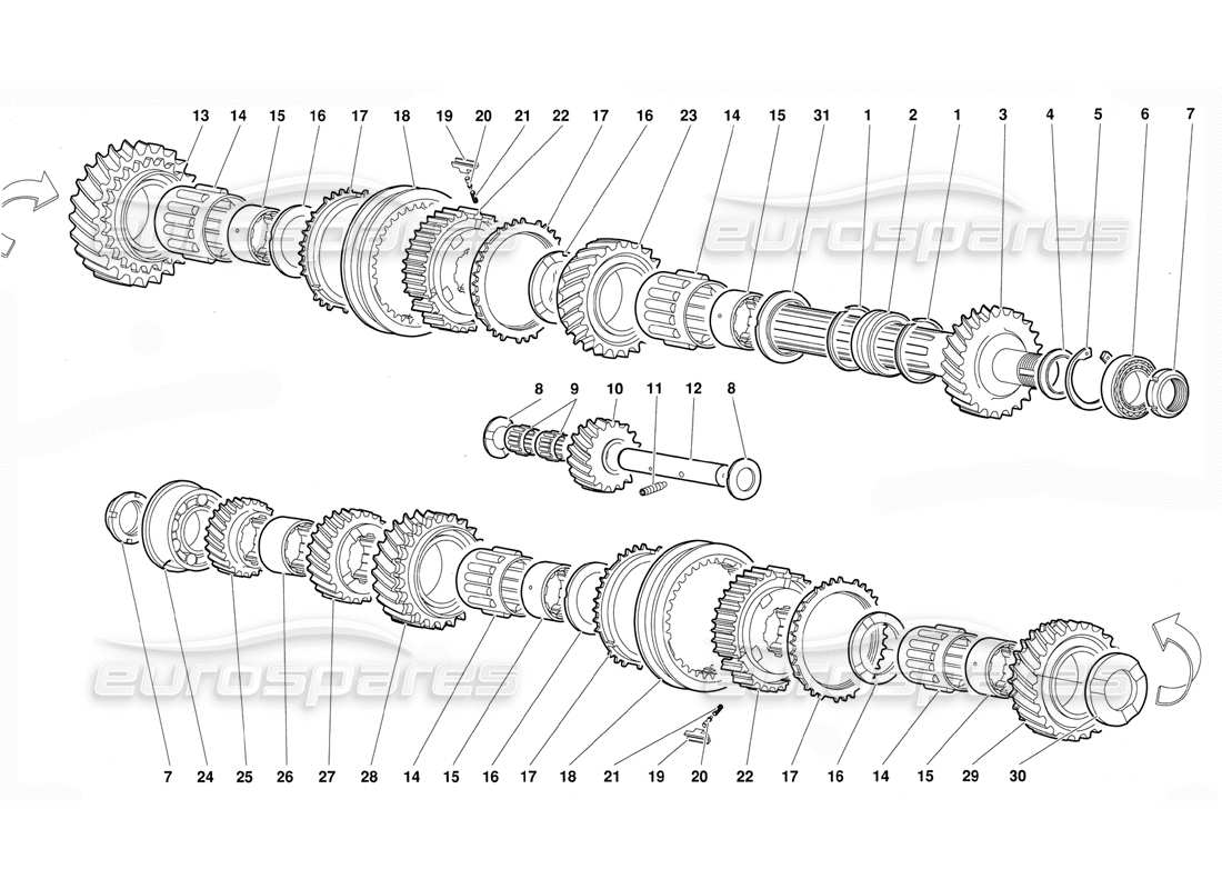 lamborghini diablo (1991) diagramma delle parti dell'albero condotto
