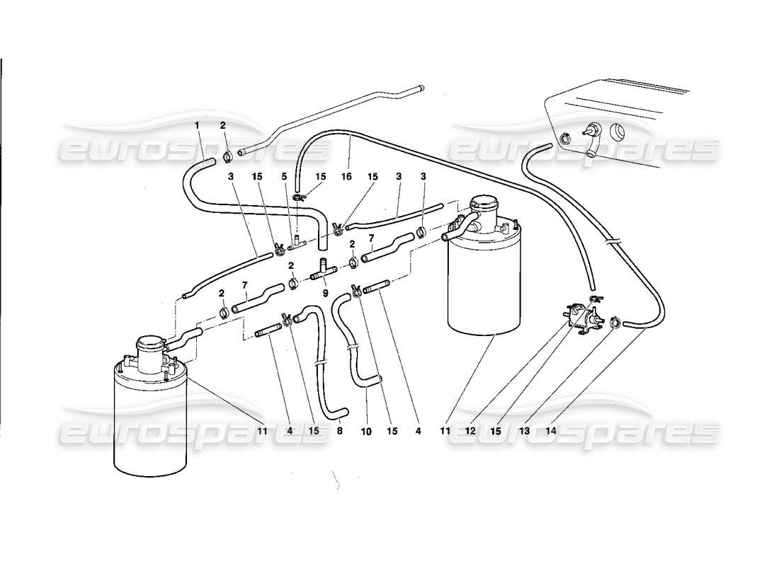 lamborghini diablo (1991) sistema di alimentazione carburante diagramma delle parti