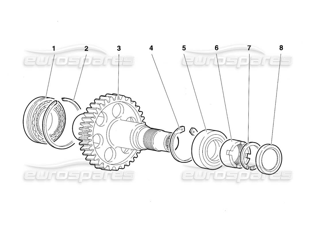 lamborghini diablo sv (1997) estremità della trasmissione ad ingranaggi diagramma delle parti
