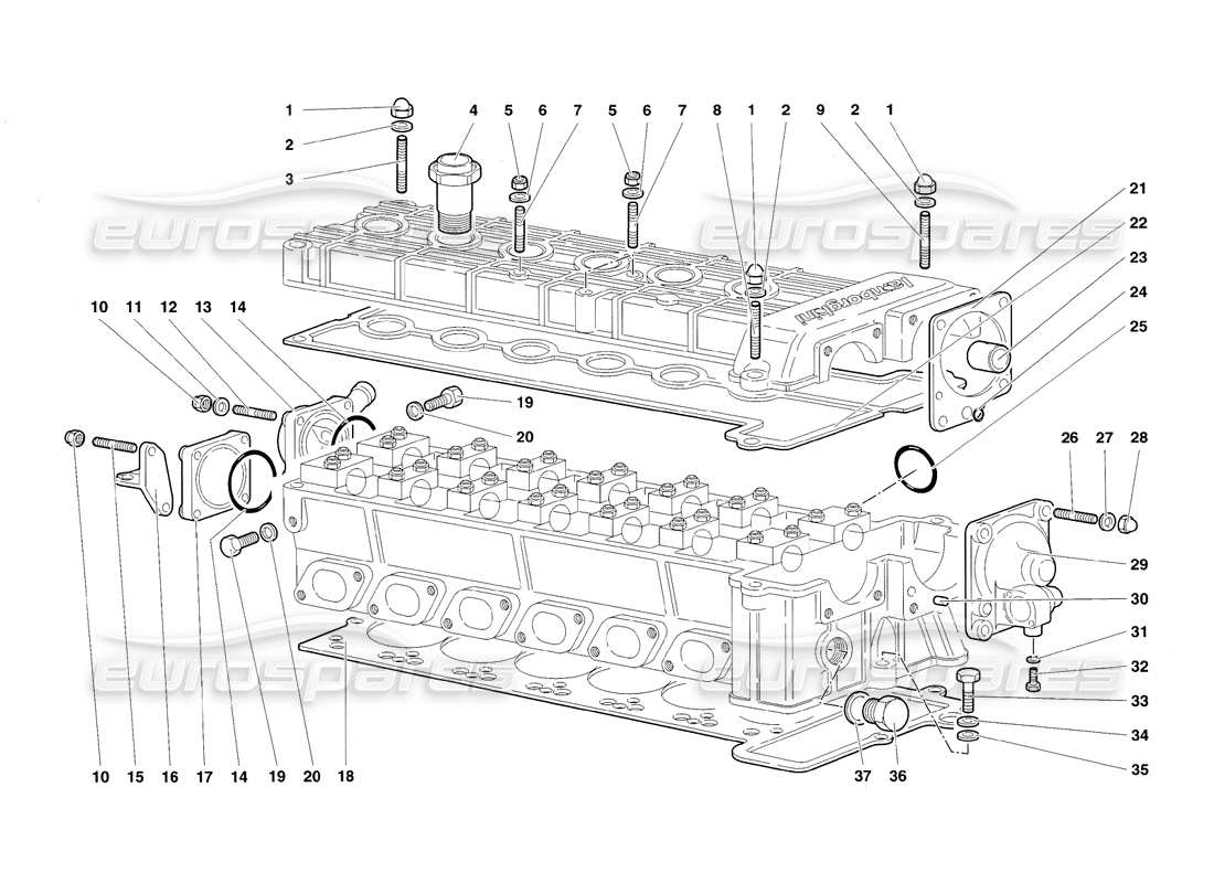 lamborghini diablo sv (1998) accessori per diagramma delle parti della testata destra