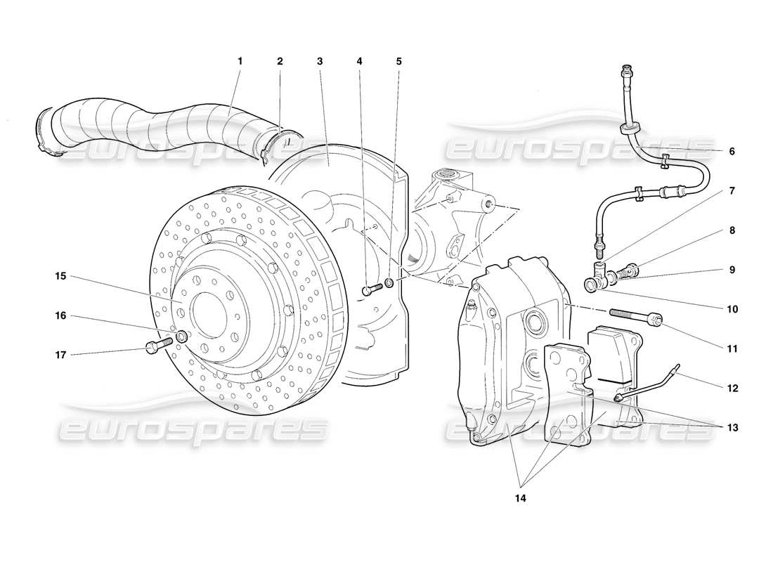 lamborghini diablo sv (1998) diagramma delle parti dei freni anteriori