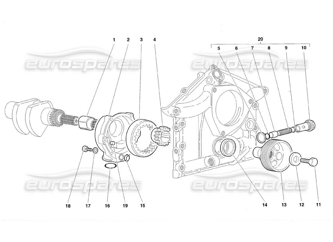 lamborghini diablo roadster (1998) diagramma delle parti della pompa dell'olio motore