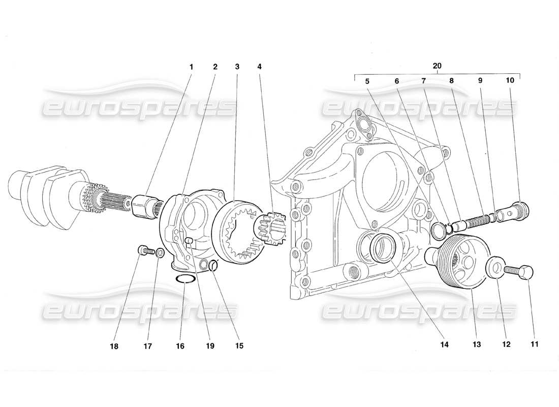 lamborghini diablo roadster (1998) pompa dell'olio motore diagramma delle parti