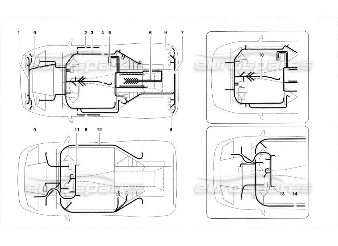 lamborghini diablo roadster (1998) schema delle parti dell'impianto elettrico