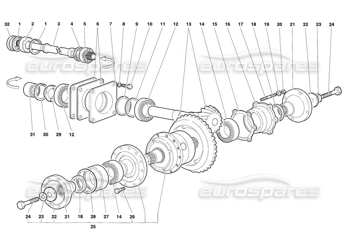 lamborghini diablo sv (1997) differenziale diagramma delle parti