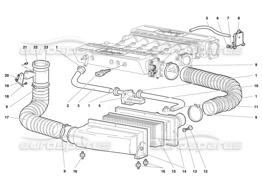 lamborghini diablo sv (1997) diagramma delle parti dei filtri dell'aria