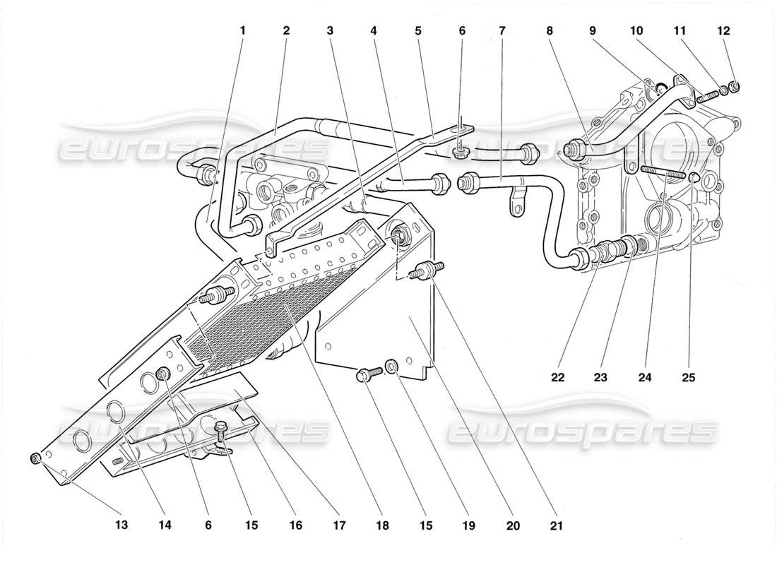 lamborghini diablo roadster (1998) schema delle parti del sistema olio motore