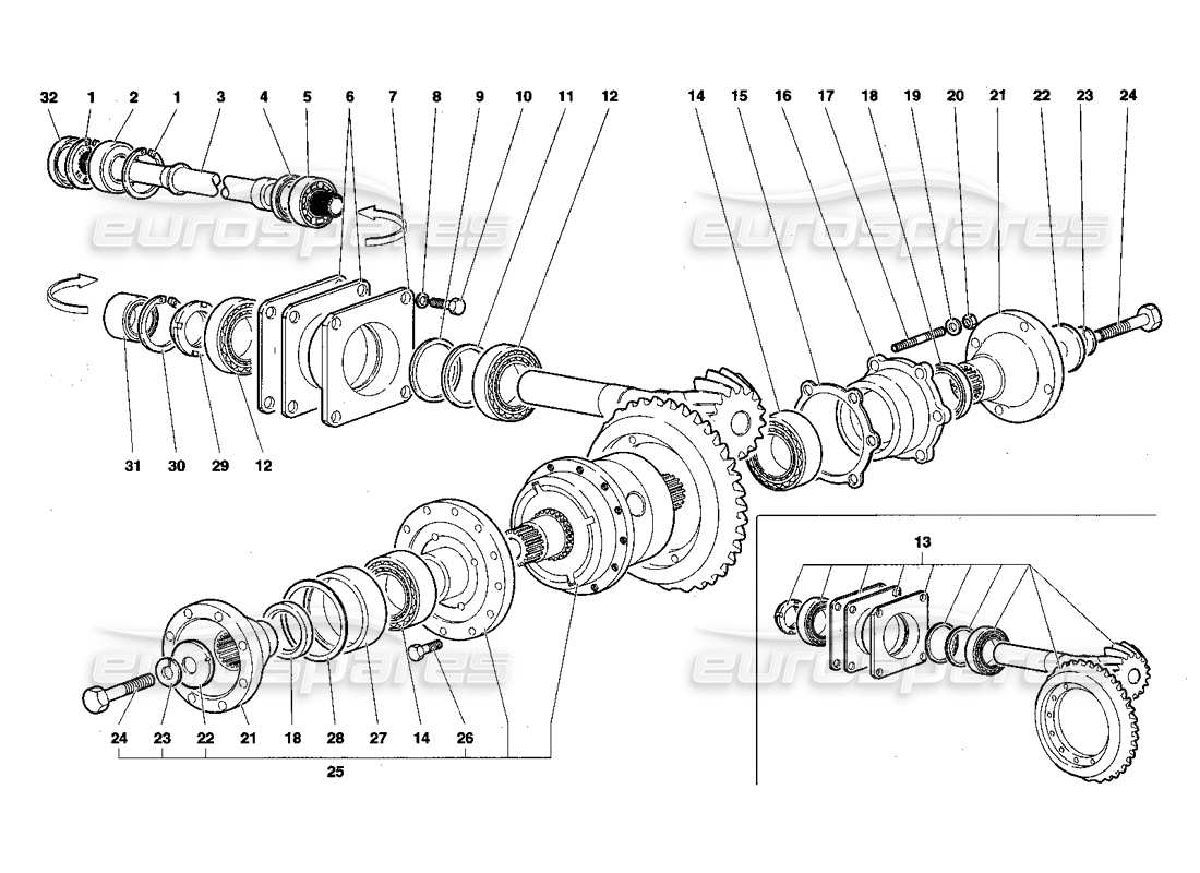 lamborghini diablo sv (1998) differenziale posteriore diagramma delle parti