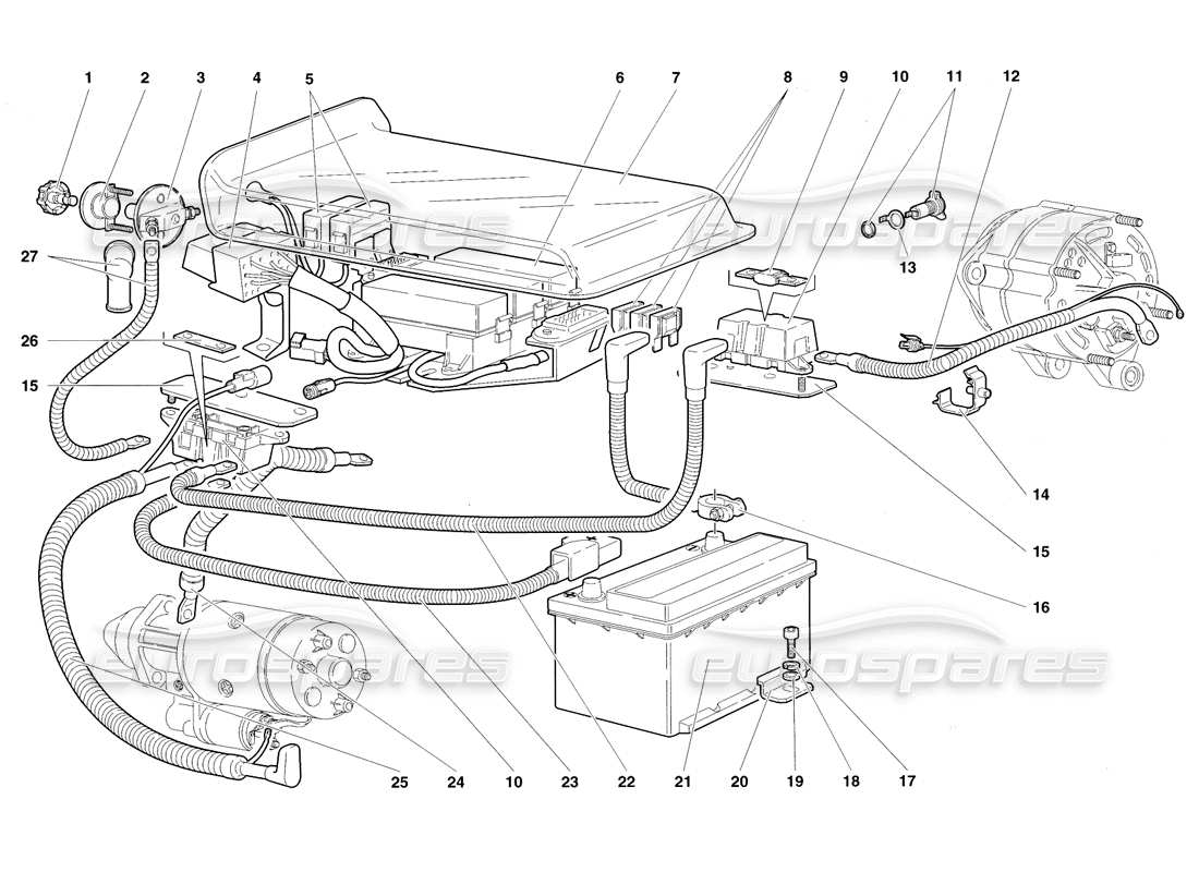 lamborghini diablo roadster (1998) sistema elettrico diagramma delle parti