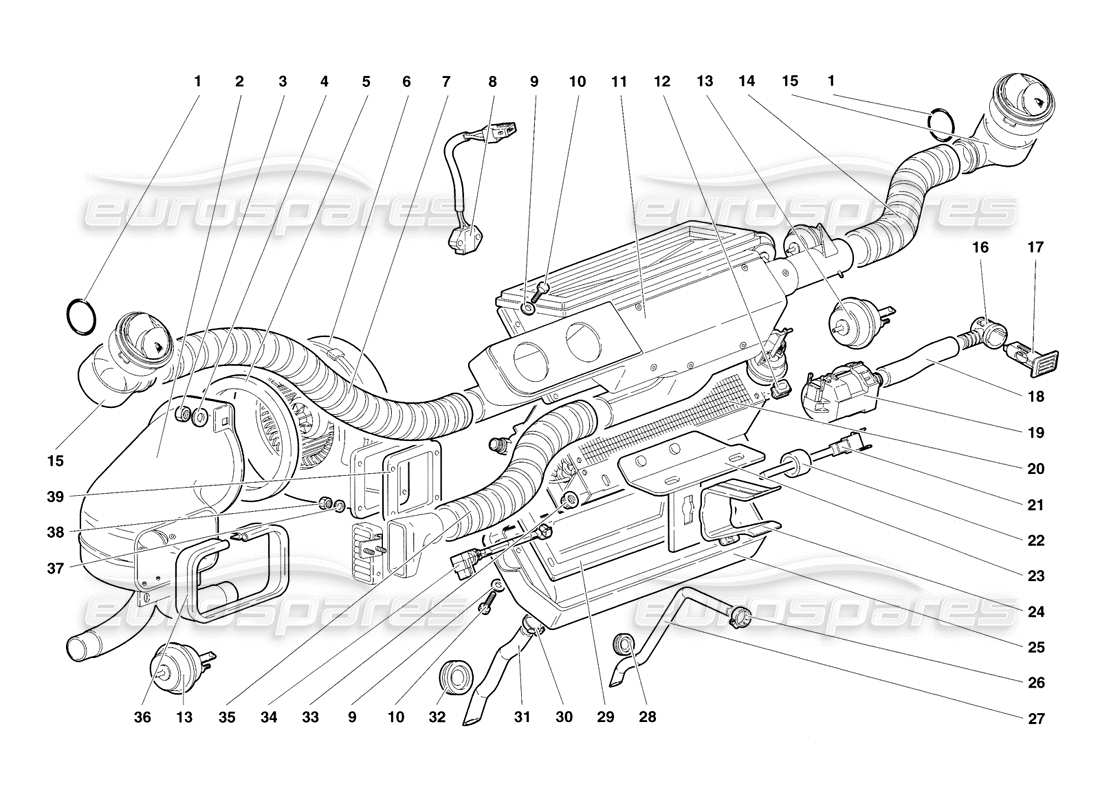 lamborghini diablo sv (1998) diagramma delle parti del controllo del clima