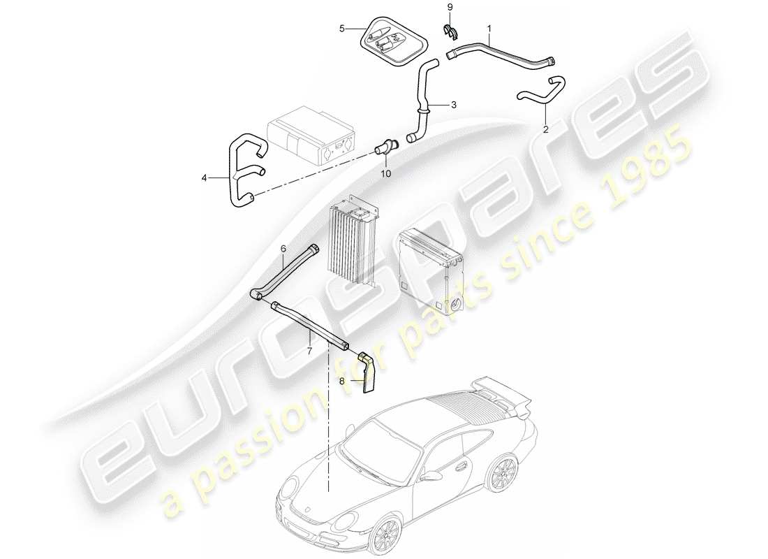 un diagramma delle parti dal catalogo delle parti porsche 2009 (997-2 gt3)