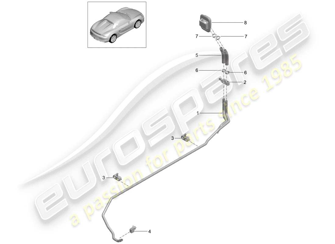 un diagramma delle parti dal catalogo delle parti porsche 2016 (981 boxster spyder)