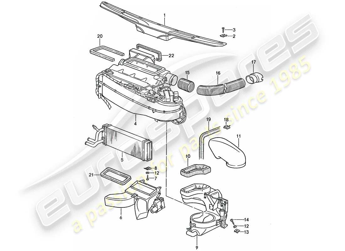 un diagramma delle parti dal catalogo delle parti porsche 959