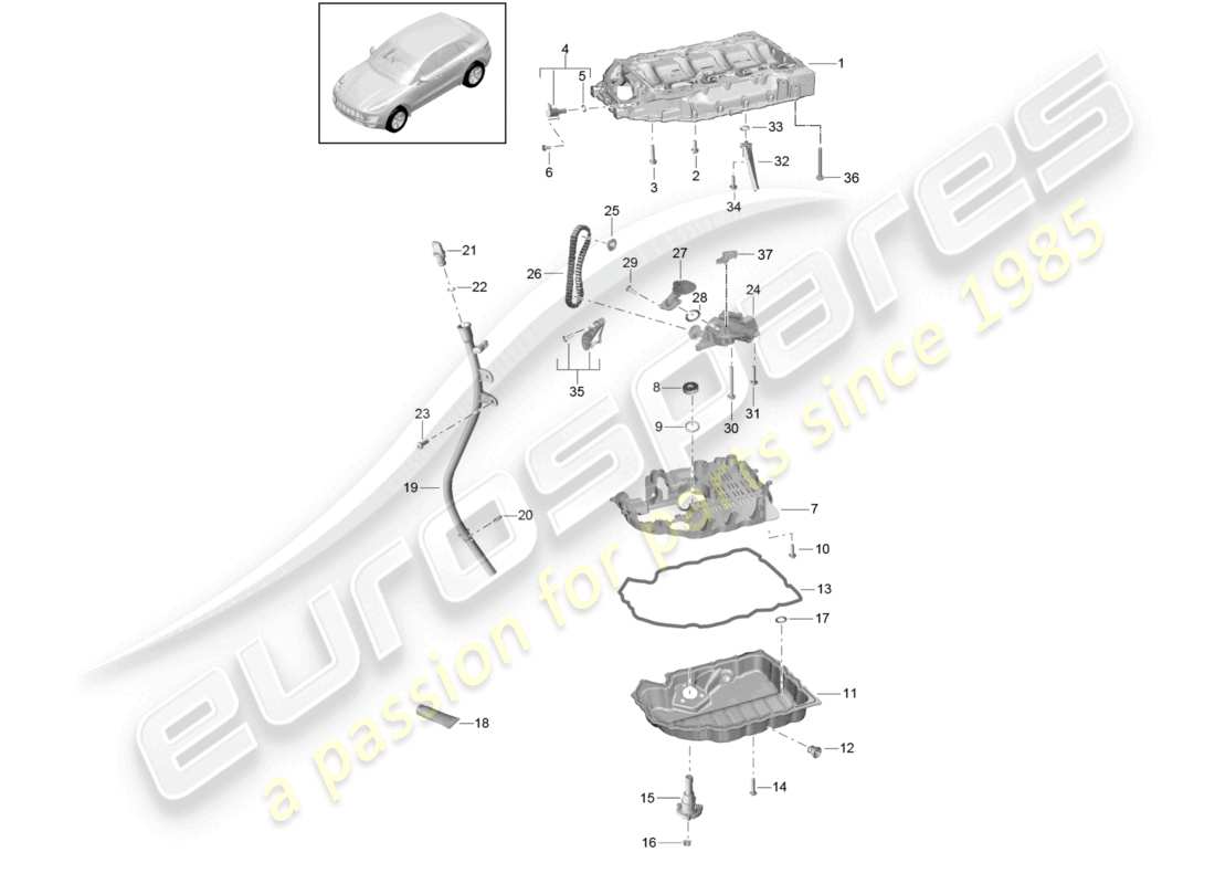 un diagramma delle parti dal catalogo delle parti porsche 2014 (macan)