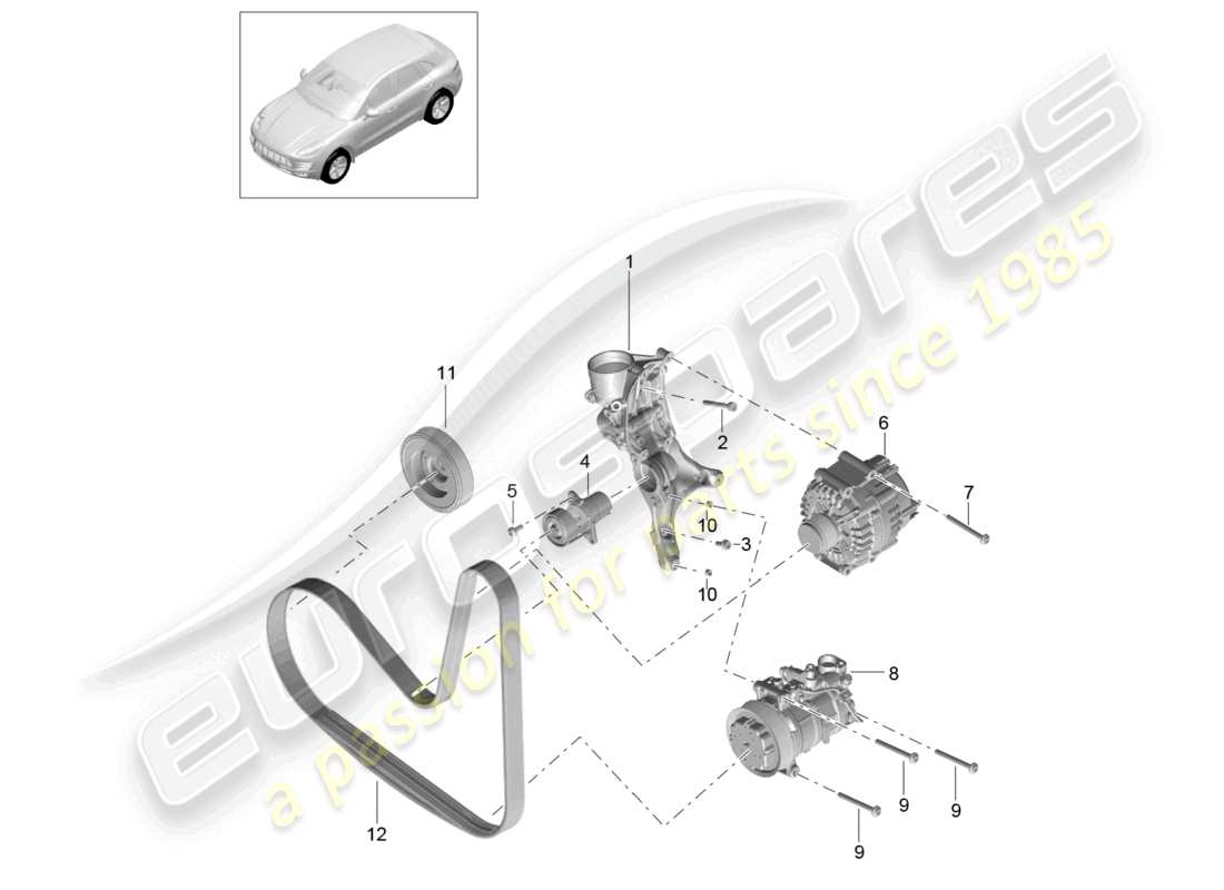 un diagramma delle parti dal catalogo delle parti porsche 2015 (macan)