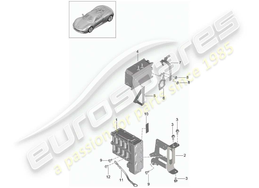 un diagramma delle parti dal catalogo delle parti porsche 918 spyder