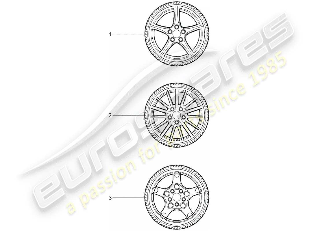 un diagramma delle parti dal catalogo delle parti porsche 2005 (tequipment)
