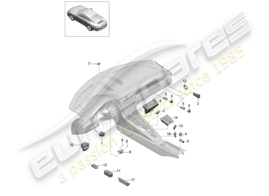 un diagramma delle parti dal catalogo delle parti porsche 2019 (991-2)