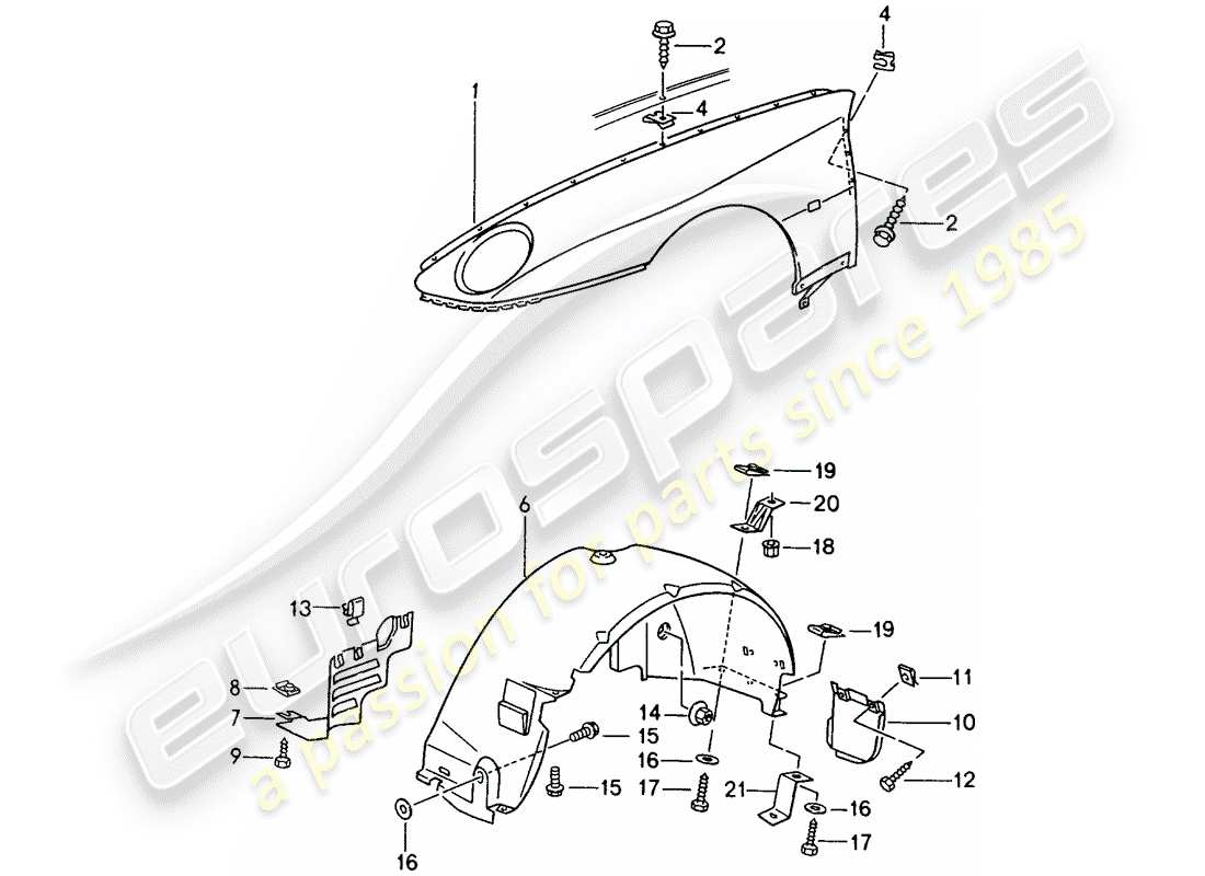 un diagramma delle parti dal catalogo delle parti porsche 968