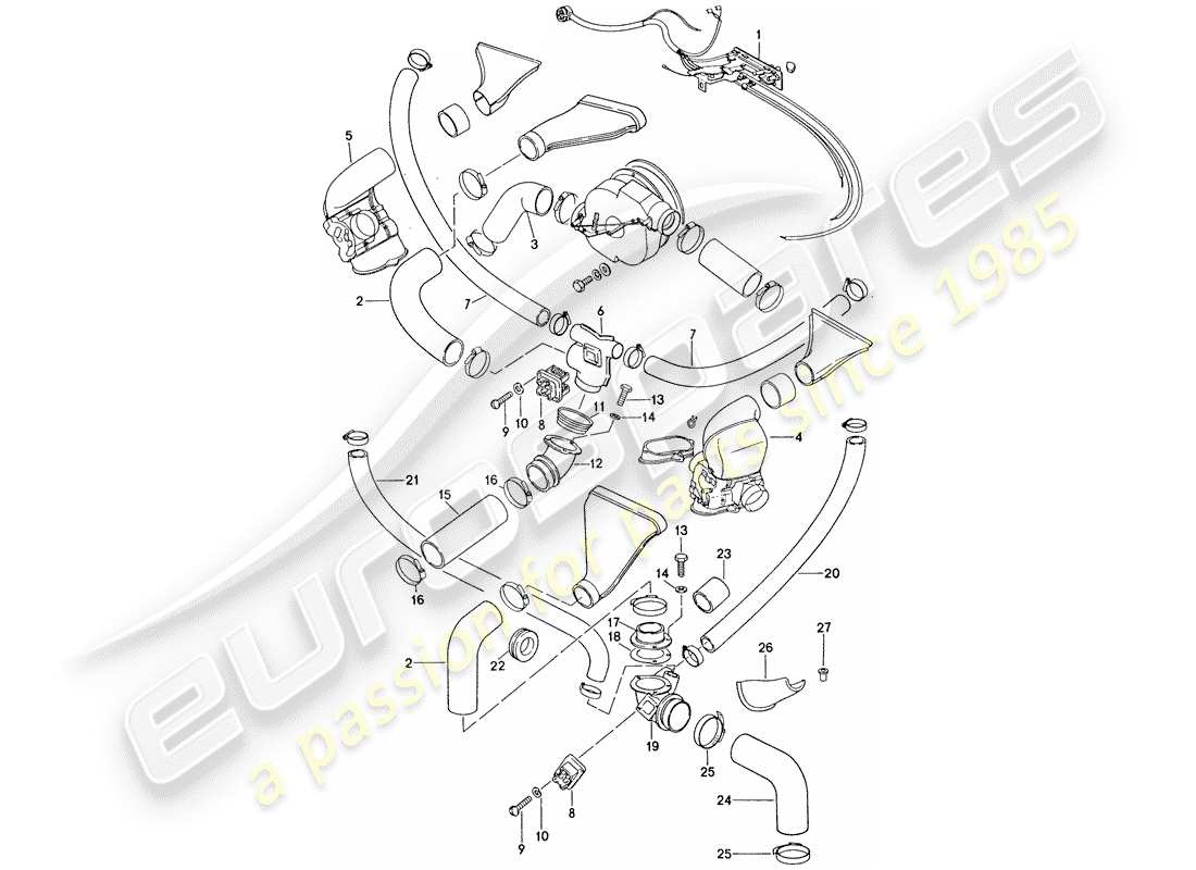 porsche 1977 (911) condizionatore d'aria - condotto aria di raffreddamento diagramma delle parti
