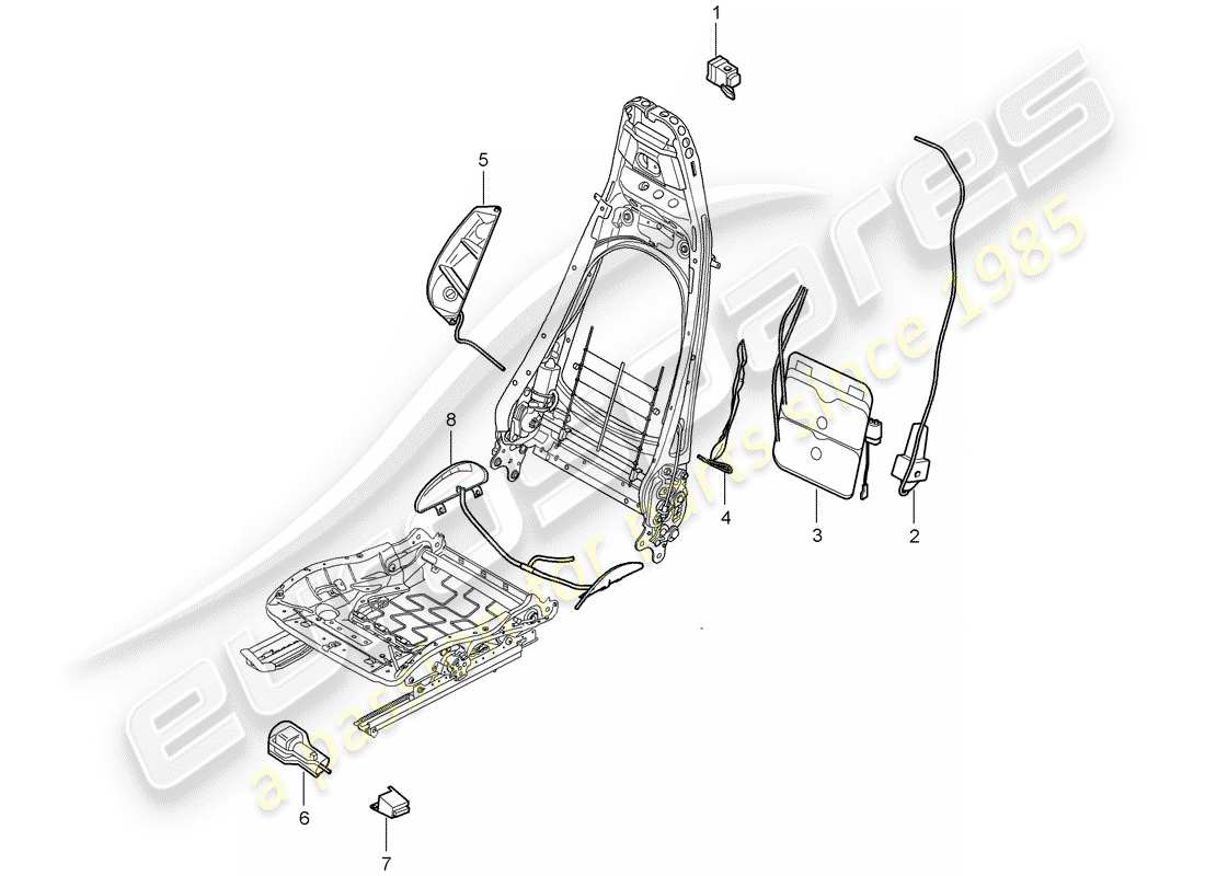 porsche 2007 (997-1 gt3) supporto lombare schema delle parti